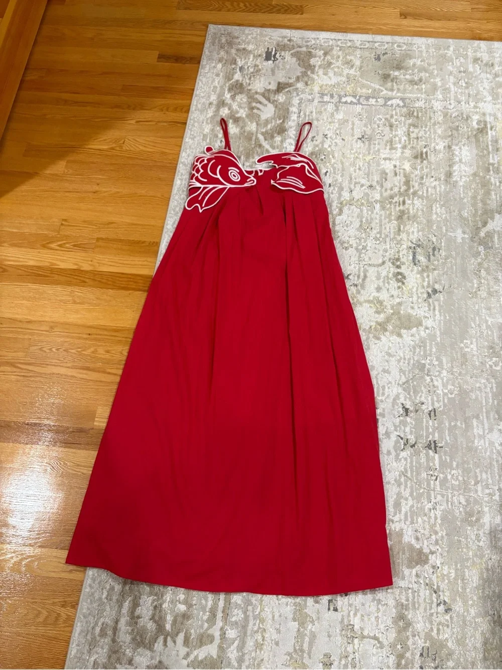 Commense Red Embroidered Fish Maxi Dress - Picture 1 of 6